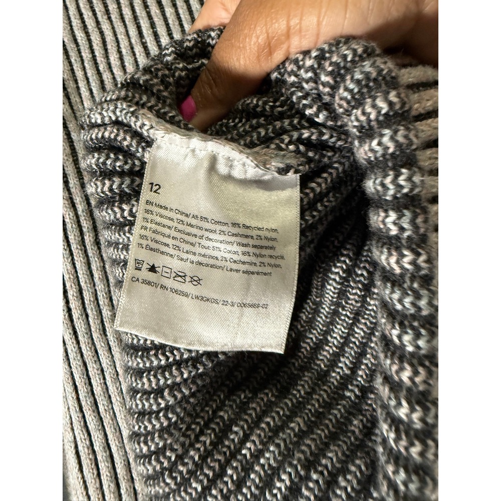 Lululemon Alpaca‎ Wool Blend Ribbed Sweater Womens Size 12 Grey Black LW3GKGS - Picture 6 of 8